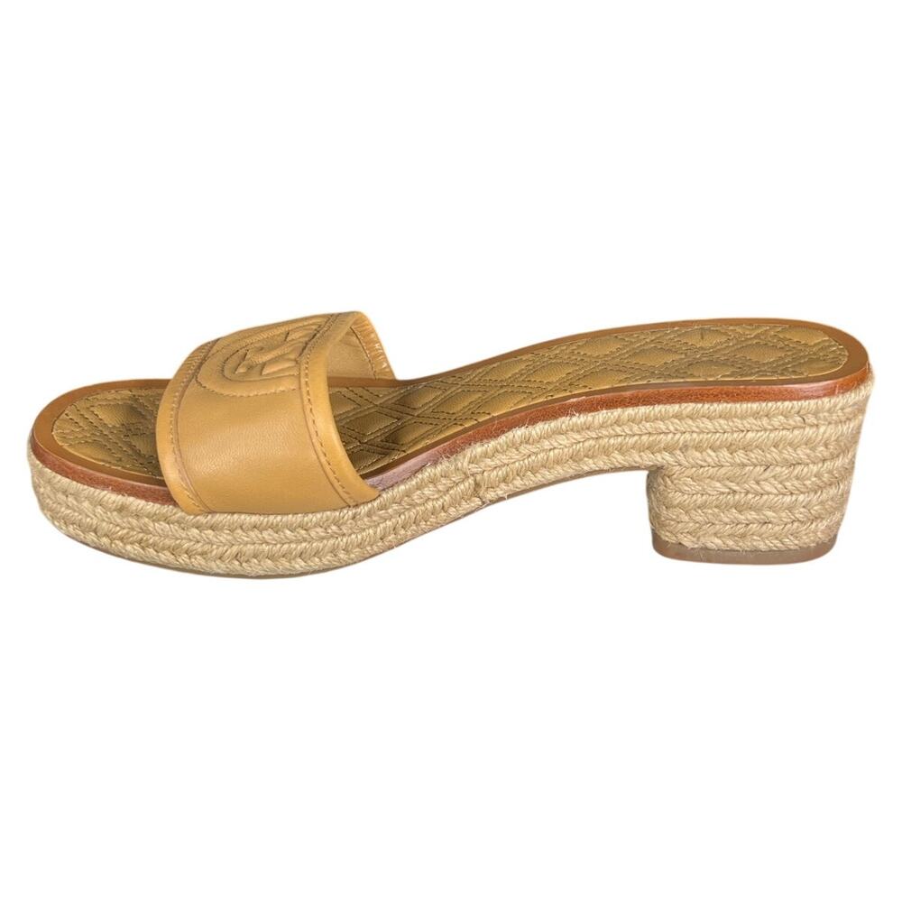 Tory Burch Women’s Fleming Tan Leather Espadrille Slide Sandal Size US 6.5 - Picture 2 of 11